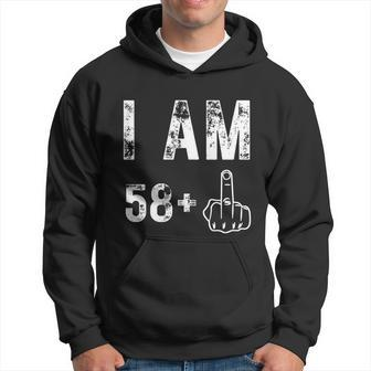 I Am 58 Plus Middle Finger 59Th Birthday Party Men Hoodie - Thegiftio UK