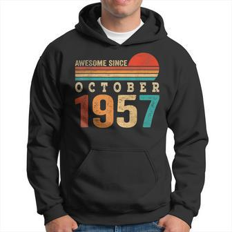 65 Years Old Awesome Since October 1957 65Th Birthday Gifts Men Hoodie Graphic Print Hooded Sweatshirt - Thegiftio UK