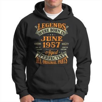 65Th Birthday Gift Legends Born In June 1957 65 Years Old Men Hoodie Graphic Print Hooded Sweatshirt - Thegiftio UK