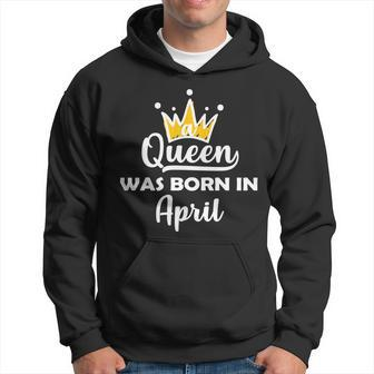 A Queen Was Born In April Birthday Graphic Design Printed Casual Daily Basic Hoodie - Thegiftio UK