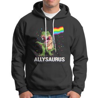 Allysaurus Dinosaur In Rainbow Flag For Ally Lgbt Pride Hoodie - Monsterry