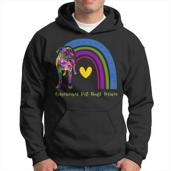American Pit Bull Terrier Dog Lovers Rainbow For Dad Mom Men Hoodie - Thegiftio UK