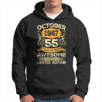 Awesome Since October 1967 55 Years Old 55Th Birthday Gifts Men Hoodie Graphic Print Hooded Sweatshirt - Thegiftio UK