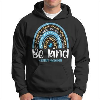 Be Kind Autism Awareness Leopard Rainbow Choose Kindness Men Hoodie Graphic Print Hooded Sweatshirt - Thegiftio UK