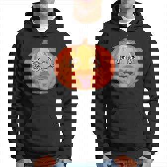 Big-Eyed Pumpkin Pucks His Tongue Halloween Costume Men Hoodie Graphic Print Hooded Sweatshirt - Thegiftio