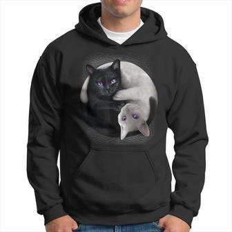 Black Cat And White Cat Yin And Yang Halloween For Men Women Hoodie - Seseable