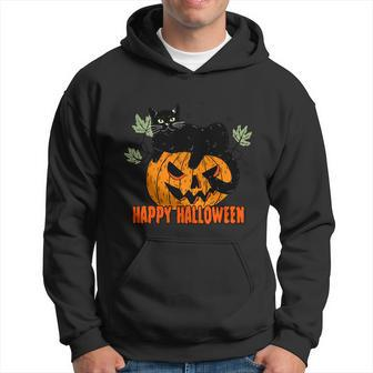 Black Cat Pumpkin Halloween Day Sublimation Retro Halloween Hoodie - Thegiftio UK