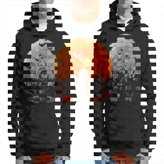 Black Cats Moon Pumpkin Funny Halloween Horror Men Hoodie - Thegiftio