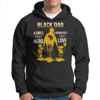 Black Dad A Sons First Hero A Daughters First Love Customize Men Hoodie - Thegiftio UK