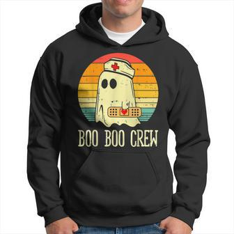Boo Boo Crew Funny Nurse Halloween Ghost Costume Rn Vintage Men Hoodie Graphic Print Hooded Sweatshirt - Thegiftio UK