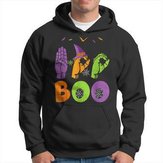 Boo Hands American Sign Language Pride Asl Halloween Men Hoodie - Thegiftio UK