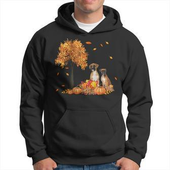 Boxer Autumn Leaf Fall Dog Lover Thanksgiving Halloween Hoodie - Seseable