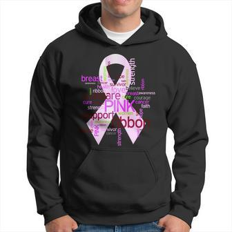Breast Cancer Awareness Word Mash-Up Men Hoodie - Thegiftio UK