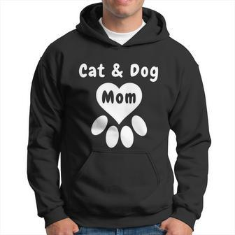Cat And Dog Mom Love Tshirtcat And Dog Mom Heart Love Paw Print Graphic Hoodie - Thegiftio UK