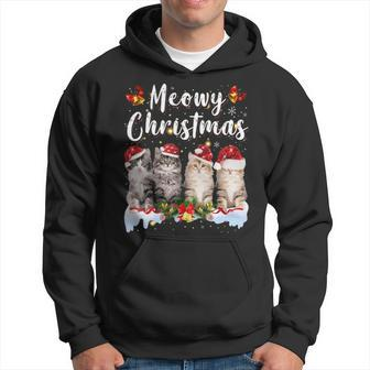 Cat Meowy Family Matching Christmas Pajamas Santa Cats Xmas Men Hoodie - Thegiftio UK