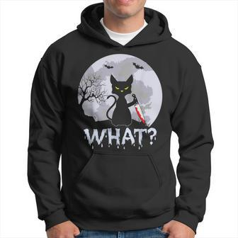 Cat What Murderous Black Cat With Knife Halloween Costume V3 Hoodie - Seseable