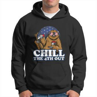 Chill The 4Th Out | Patriotic Fourth Of July Sloth Graphic Design Printed Casual Daily Basic Hoodie - Thegiftio UK