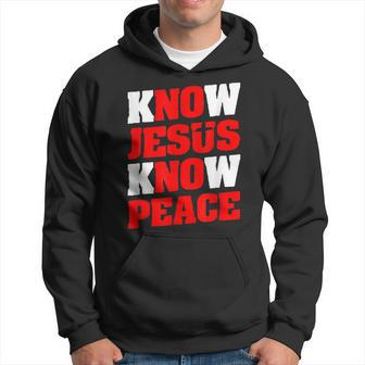 Christian Jesus Bible Verse Scripture Know Jesus Know Peace V2 Hoodie - Seseable