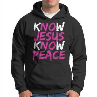 Christian Jesus Bible Verse Scripture Know Jesus Know Peace V3 Hoodie - Seseable