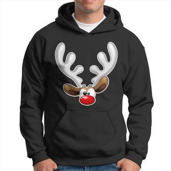 Christmas Red Nose Reindeer Face Men Hoodie - Thegiftio UK
