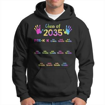 Class Of 2035 Grow With Me Handprint Pre-K 12Th Grade Men Hoodie Graphic Print Hooded Sweatshirt - Thegiftio UK
