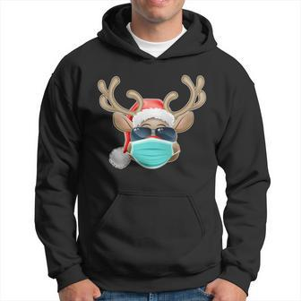 Cool Christmas Rudolph Red Nose Reindeer Mask 2020 Quarantined Men Hoodie - Thegiftio UK