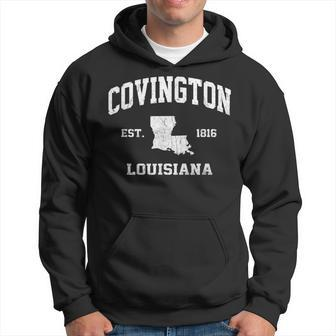 Covington Louisiana La Vintage State Athletic Style Men Hoodie Graphic Print Hooded Sweatshirt - Thegiftio UK