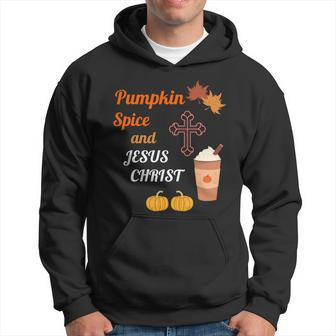 Cute Pumpkin Spice And Jesus Christ Fall Design Graphic Design Printed Casual Daily Basic V2 Hoodie - Thegiftio UK