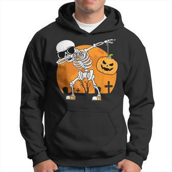 Dabbing Skeleton Funny Halloween Pumpkin Skeleton Hoodie - Seseable