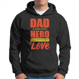Dad Sons First Hero Gift For Dad Fathers Day Graphic Design Printed Casual Daily Basic Hoodie - Thegiftio UK
