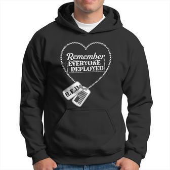 Distressed RED Friday Remember Everyone Deployed Graphic Design Printed Casual Daily Basic Hoodie - Thegiftio