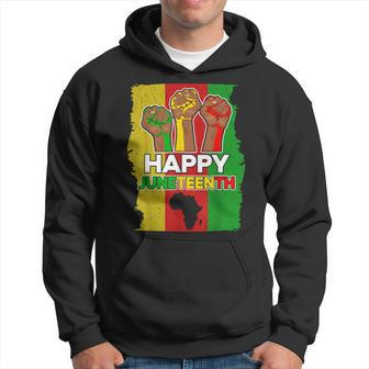 Distressed Vintage Happy Junenth Ancestors Black African Men Hoodie Graphic Print Hooded Sweatshirt - Thegiftio UK