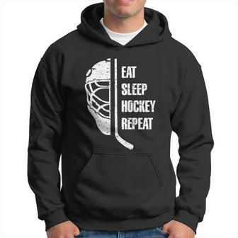 Eat Sleep Hockey Repeat Christmas For Teen Adult Hockey Men Hoodie - Thegiftio UK