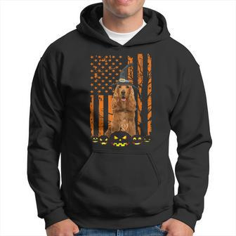 English Cocker Spaniel Dog Pumpkin American Flag Halloween Men Hoodie - Thegiftio UK