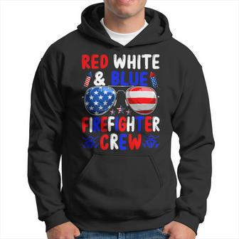 Firefighter Funny Red White And Blue Firefighter Squad American Flag Hoodie - Seseable