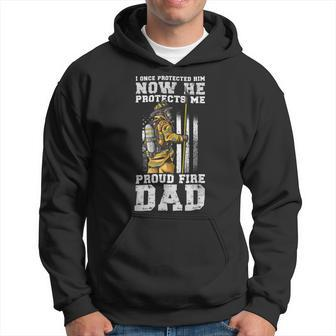 Firefighter Proud Fire Dad Firefighter Dad Of A Fireman Father Hoodie - Seseable