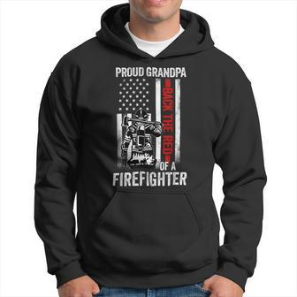 Firefighter Proud Grandpa Of A Firefighter Back The Red American Flag Hoodie - Seseable
