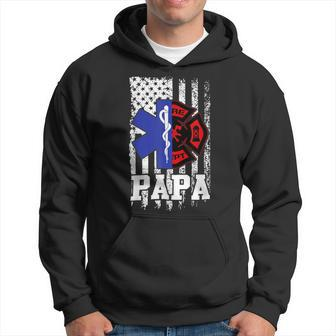 Firefighter Proud Papa Fathers Day Firefighter American Fireman Father Hoodie - Seseable