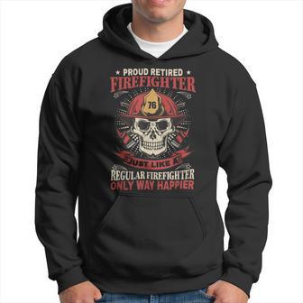 Firefighter Retired Firefighter Fireman Hero Skull Firefighter Hoodie - Seseable