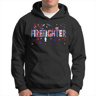 Firefighter Retro American Flag Firefighter Jobs 4Th Of July Fathers Day Hoodie - Seseable