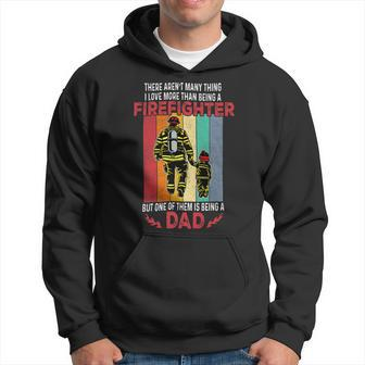 Firefighter Retro Vintage Father And Son Firefighter Dad Fathers Day Hoodie - Seseable