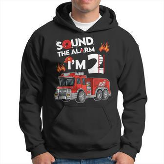 Firefighter Sound The Alarm Im 2 Little Firefighter 2Nd Birthday Hoodie - Seseable