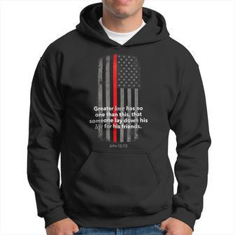 Firefighter Thin Red Line Firefighter Bible Verse American Flag V2 Hoodie - Seseable