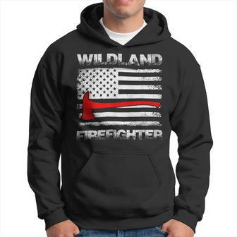 Firefighter Thin Red Line Wildland Firefighter American Flag Axe Fire_ Hoodie - Seseable