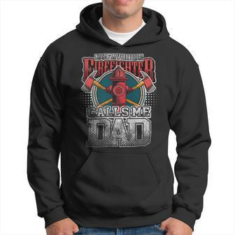 Firefighter Vintage My Favorite Firefighter Calls Me Dad Fathers Day V3 Hoodie - Seseable