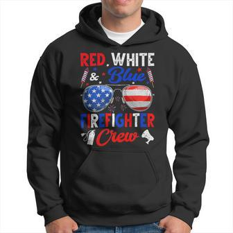 Firefighter Vintage Red White Blue Firefighter American Flag Hoodie - Seseable