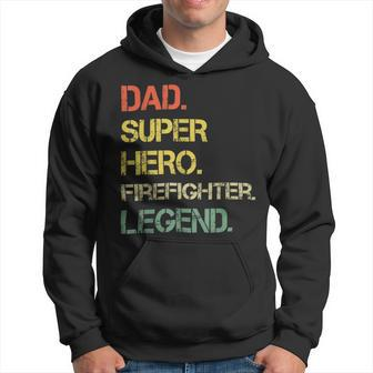 Firefighter Vintage Style Dad Hero Firefighter Legend Fathers Day Hoodie - Seseable