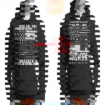 Firefighter Vintage Usa Flag Proud Dad Of A Firefighter Fathers Day Hoodie - Seseable