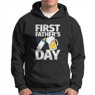First Fathers Day Beer Baby Bottle Daddy 2022 Dad Joke Hoodie - Thegiftio UK