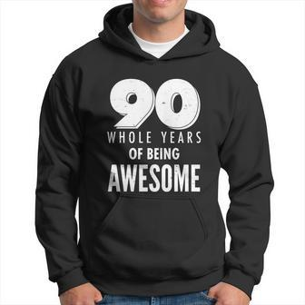 Funny 90 Whole Years Of Being Awesome Birthday Graphic Design Printed Casual Daily Basic Hoodie - Thegiftio UK